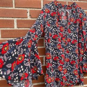 Free People floral and Blouse/Tunic Button Up XS